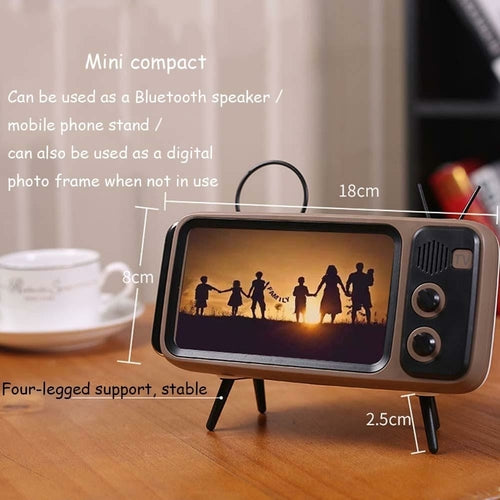 Retro TV Stand Bluetooth Speaker with Phone Holder – Wireless Audio for Home Entertainment