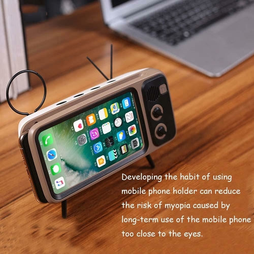 Retro TV Stand Bluetooth Speaker with Phone Holder – Wireless Audio for Home Entertainment
